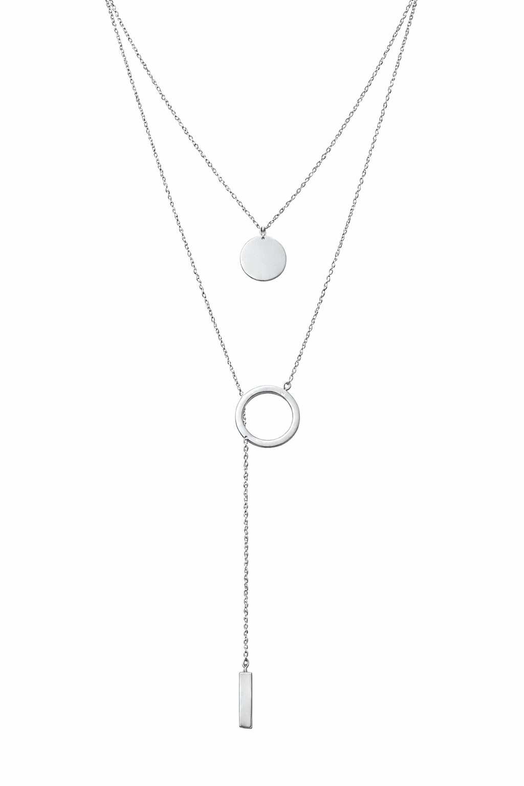 D-Circle İkili Kolye Silver