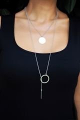 D-Circle İkili Kolye Silver