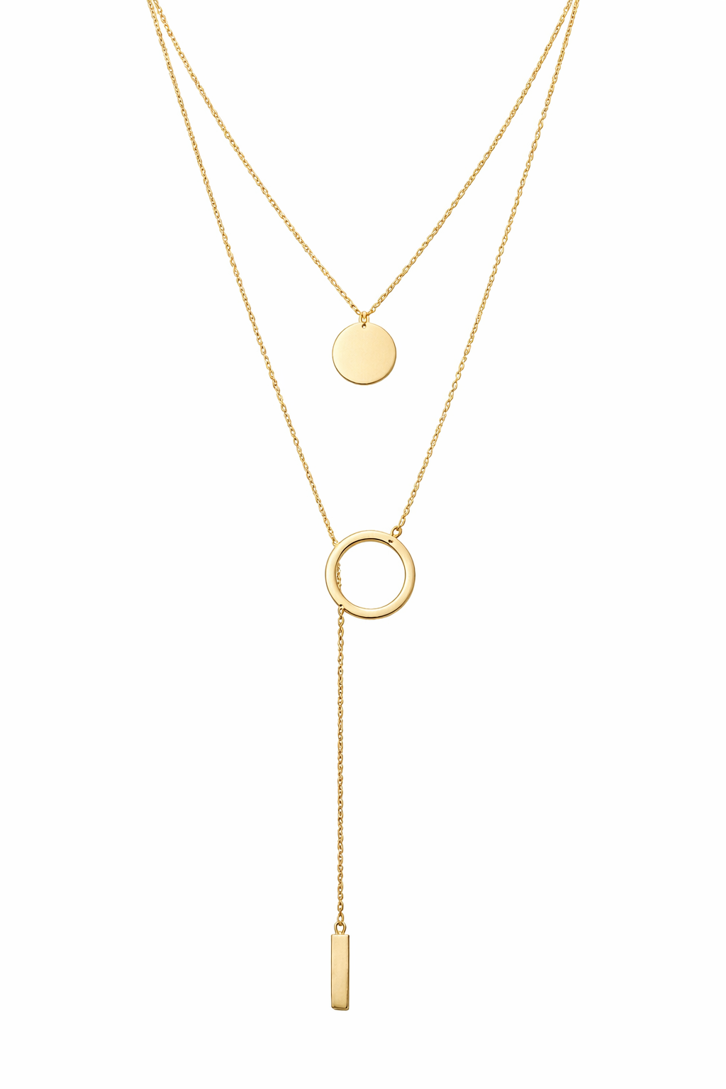 D-Circle İkili Kolye Gold