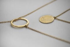 D-Circle İkili Kolye Gold